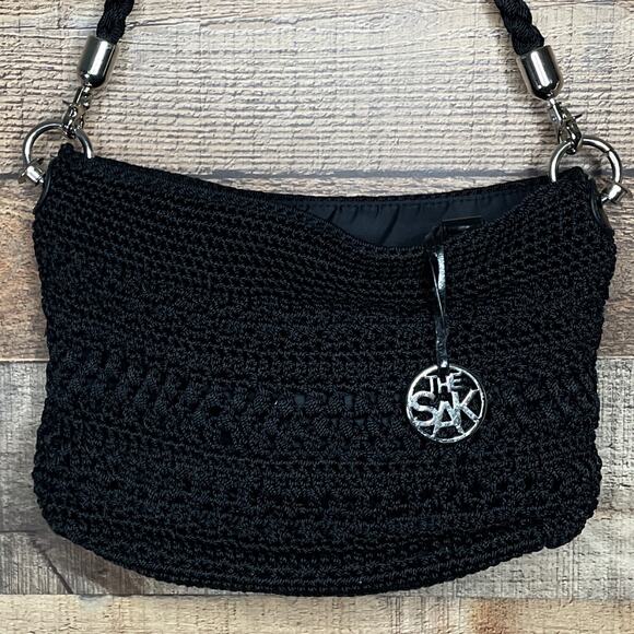 The Sak Black Crochet Shoulder Bag Purse - Picture 2 of 10